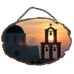 Σαντορίνη Εκκλησία - Πέτρινο ωοειδές διακοσμητικό με αλυσίδα
