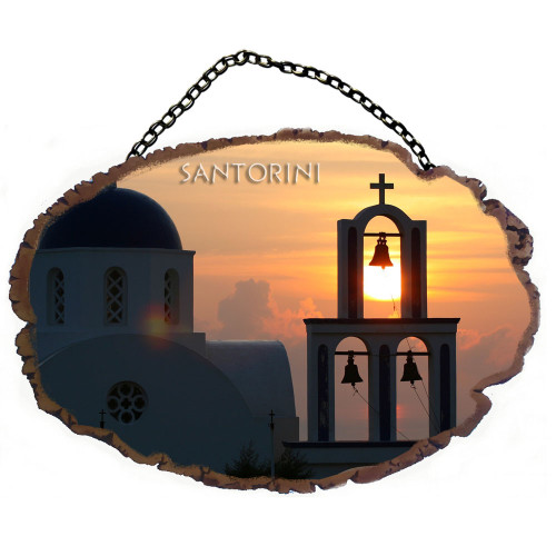 Σαντορίνη Εκκλησία - Πέτρινο ωοειδές διακοσμητικό με αλυσίδα