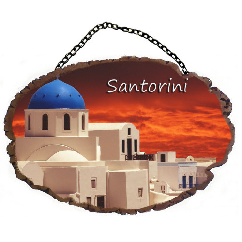 Σαντορίνη - Πέτρινο ωοειδές διακοσμητικό με αλυσίδα