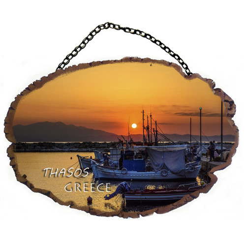 Θάσος Ηλιοβασίλεμα - Πέτρινο ωοειδές διακοσμητικό με αλυσίδα