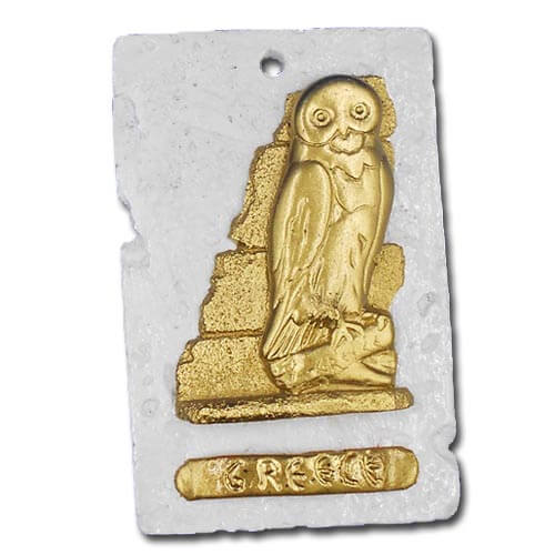 Κουκουβάγια - Επίχρυση Κεραμική Μινιατούρα 11cm